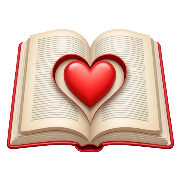 open book with red heart in the middle sticker