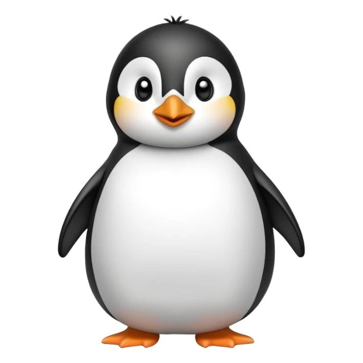 Cute cartoon penguin with a round belly, standing upright sticker
