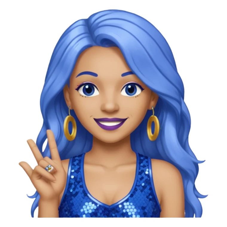 Spice, Dancehall Singer with long periwinkle hair, blue sequin outfit sticker