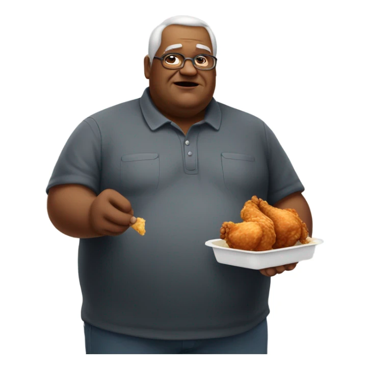 Old fat  guy with a peice of chicken. sticker