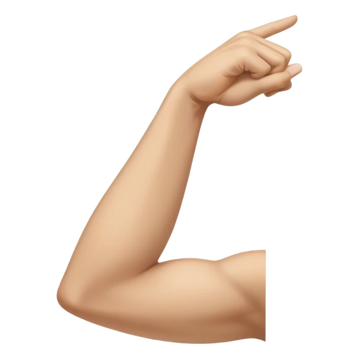 arm raised up horizontally to the side with the elbow slightly higher than the shoulder, elbow bent so the hand is in front sticker