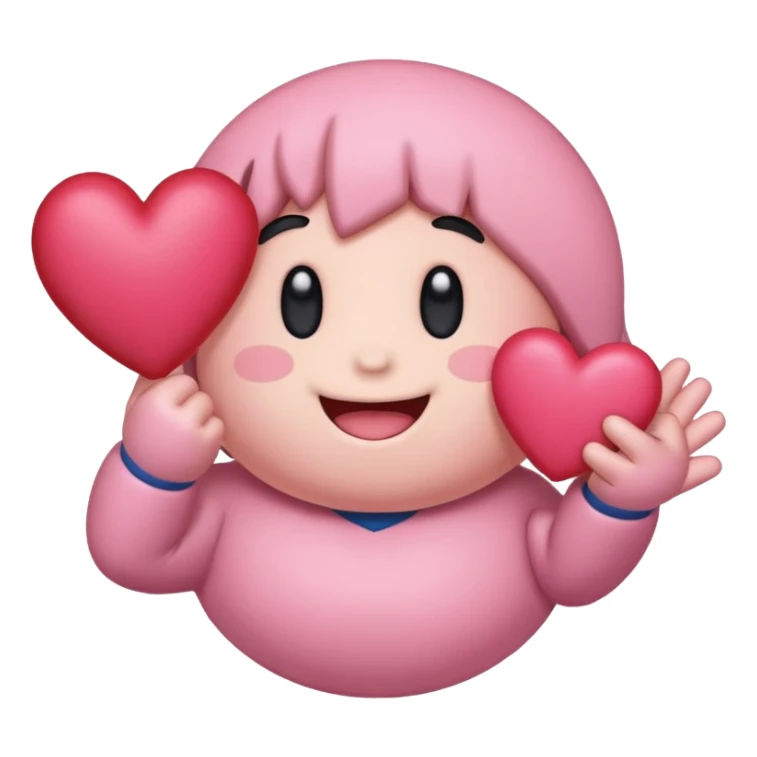 create a chibi sticker of Kirby smiling with a heart in his hands sticker