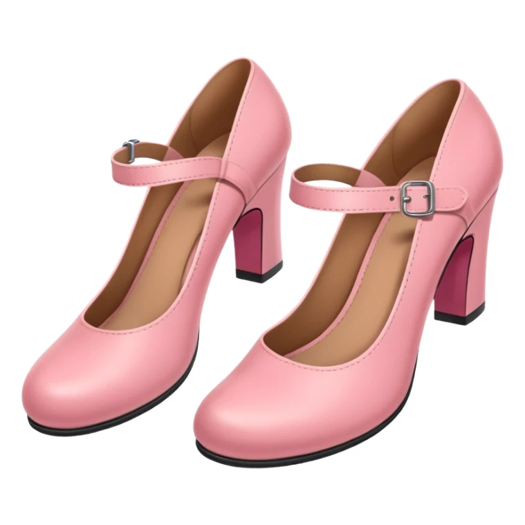 Has a rounded toe and a strap across the instep — one pink pair resembles this style. sticker