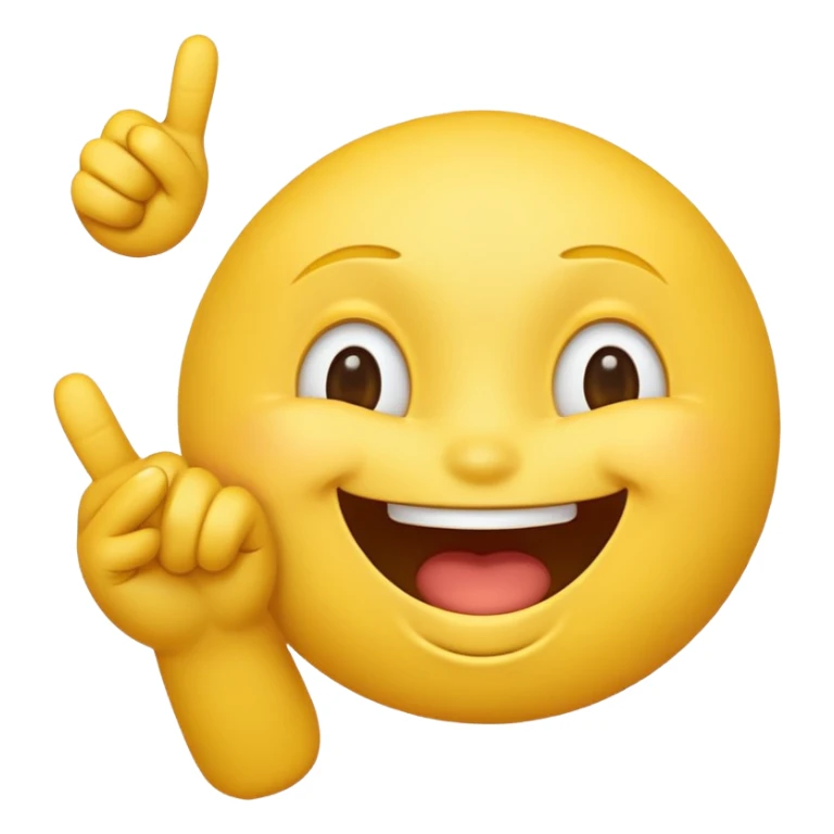 a yellow emoji laughing with eyes closed pointing its fingers forward sticker