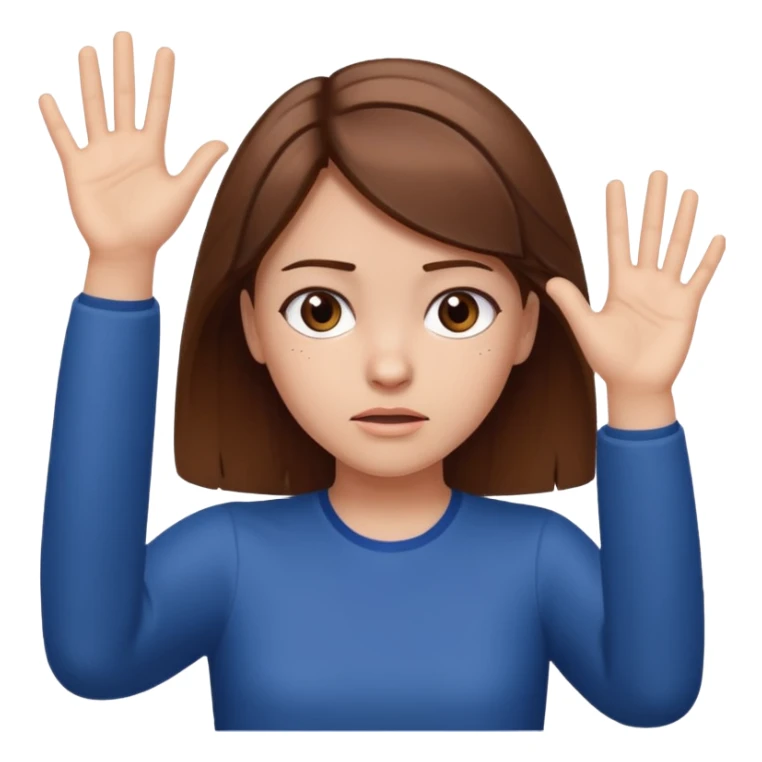 girl looking disappointed, throwing her hands up sticker