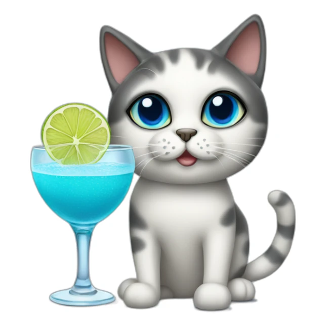 Blue eye cat with Margarita glass sticker