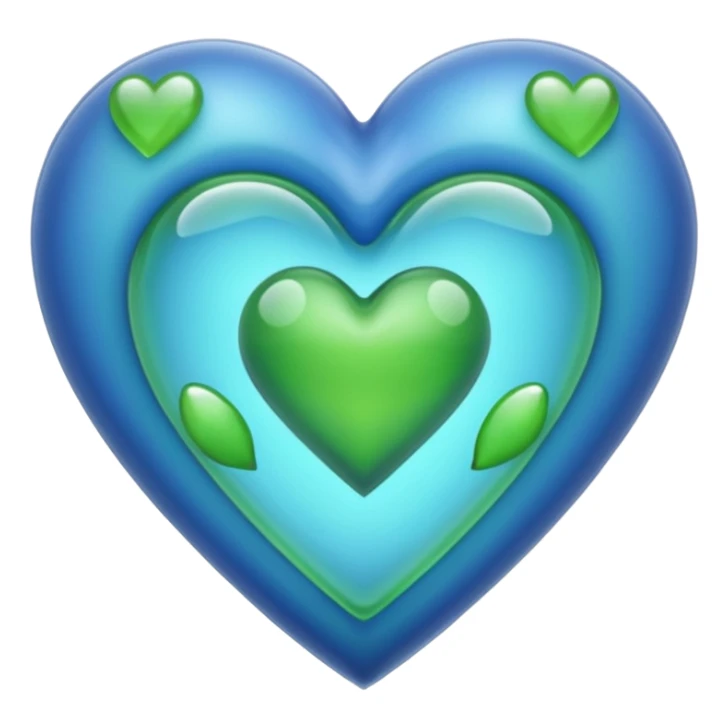 Blue ameba romantic heart green photosynthesis cells alien love heart sticker