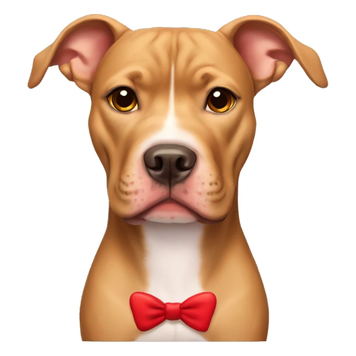 Light brown pitbull with ears cut and red bows sticker