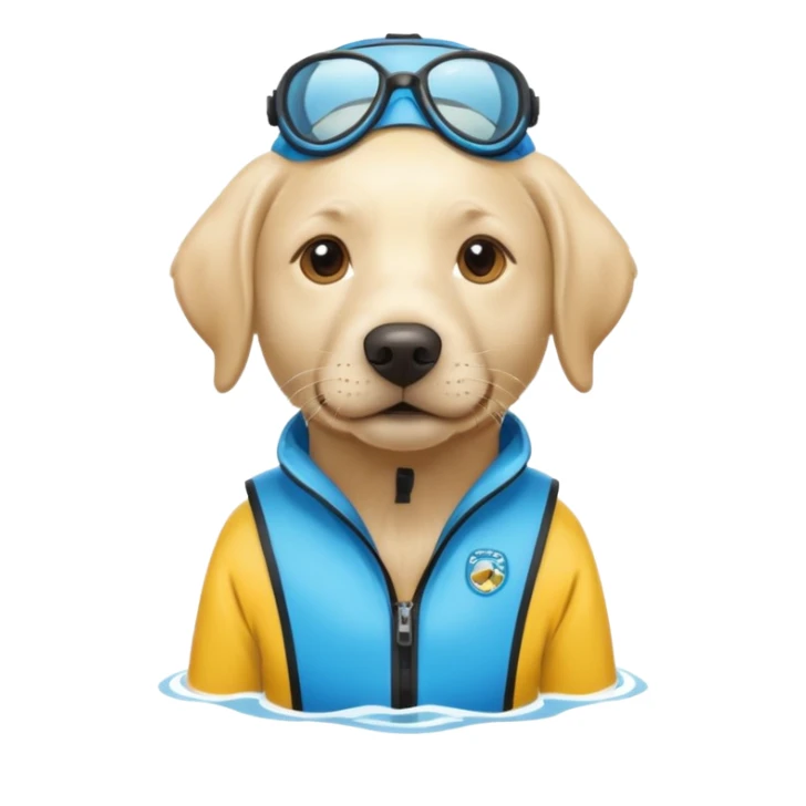 White labrador with snorkel and and swimmers vest sticker