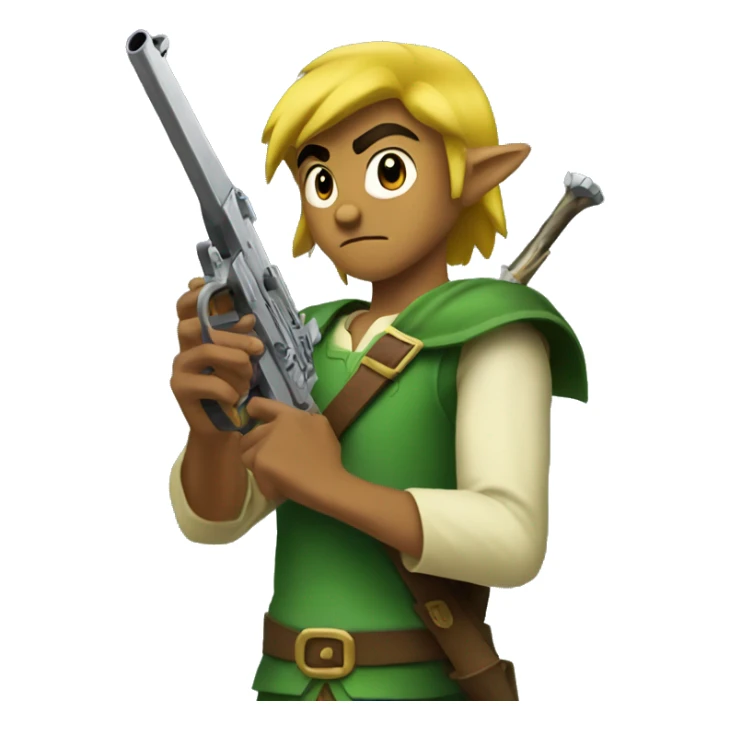 Legend of zelda holding someone whose holding a gun sticker