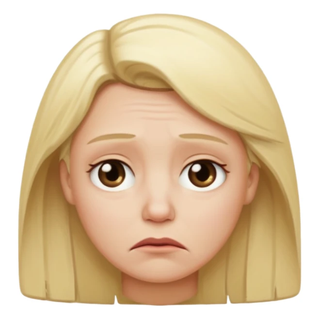 Blonde middle aged sad face with a sad mouth sticker