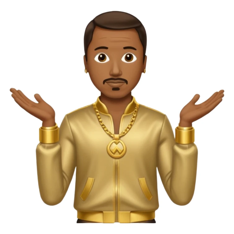 MC Hammer with dark brown hair, gold outfit sticker