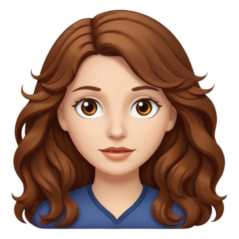 White woman with long brown wavy hair and brown eyes sticker