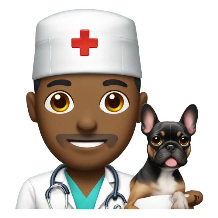 Male nurse with a frenchie sticker