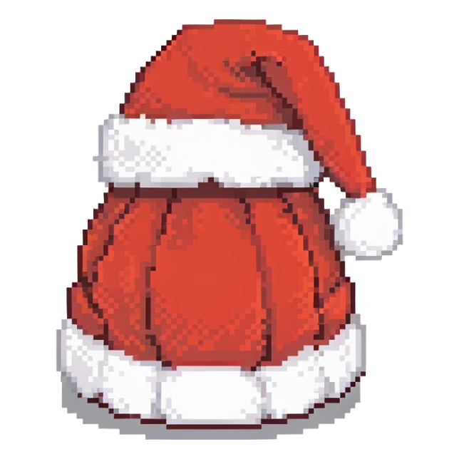 Red Santa hat with white fluffy trim and pom-pom on top sticker