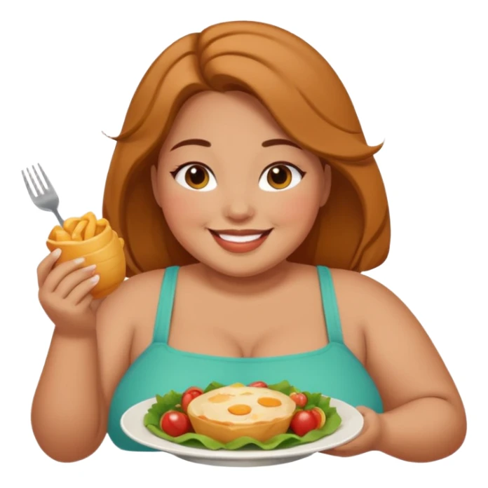 smiling plus size girl enjoying food sticker