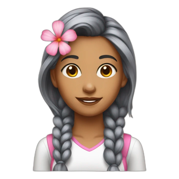 college girl with pink flower on her hair sticker