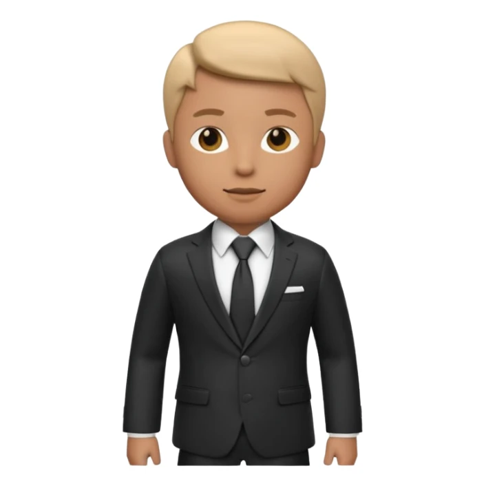 A 3D cartoon formal suit with jacket, shirt, and tie displayed neatly, smooth folds, studio lighting, Memoji-style rendering. sticker