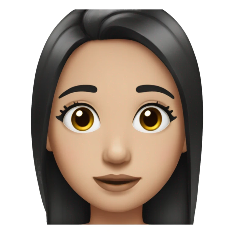 black hair pale with lashes and blush sticker