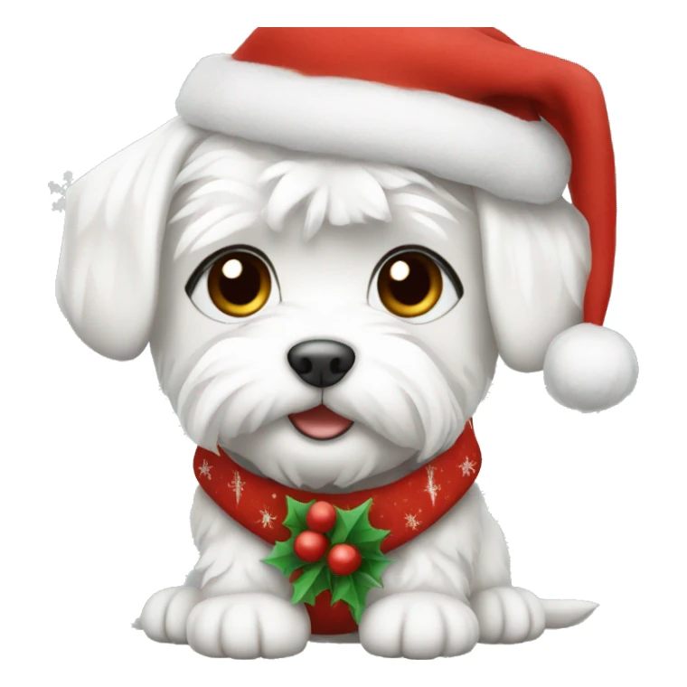 Maltese puppy wearing christmas clothes sticker