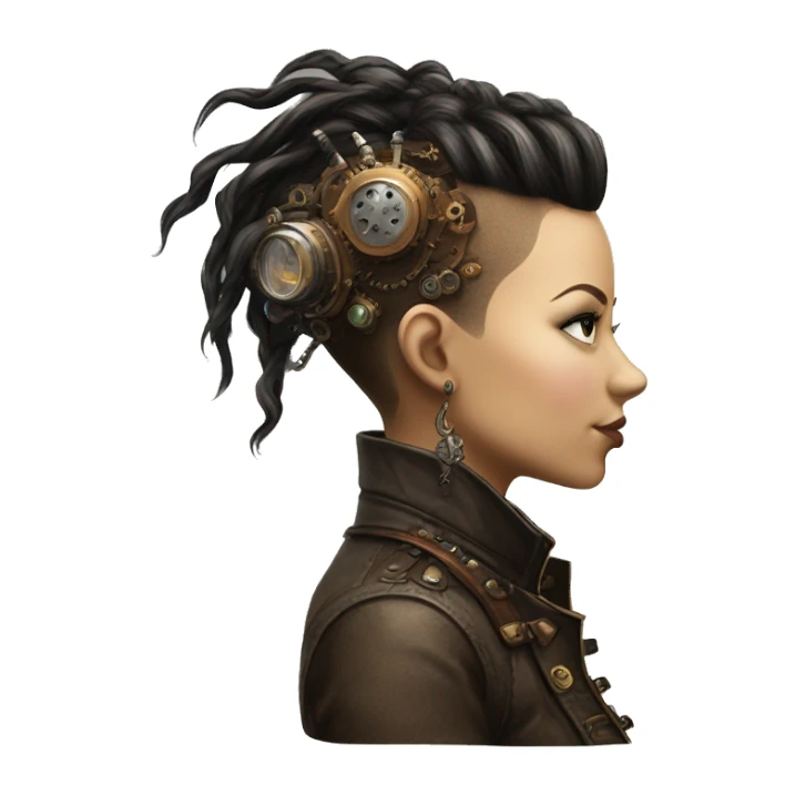 Photorealistic steampunk profile mohawk Caucasia girl sticker