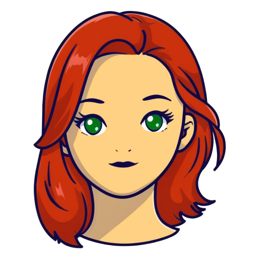 redhead with long hair and green eyes sticker