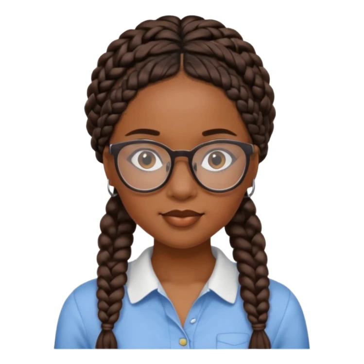 a pretty black girl with pretty braids and glasses  sticker