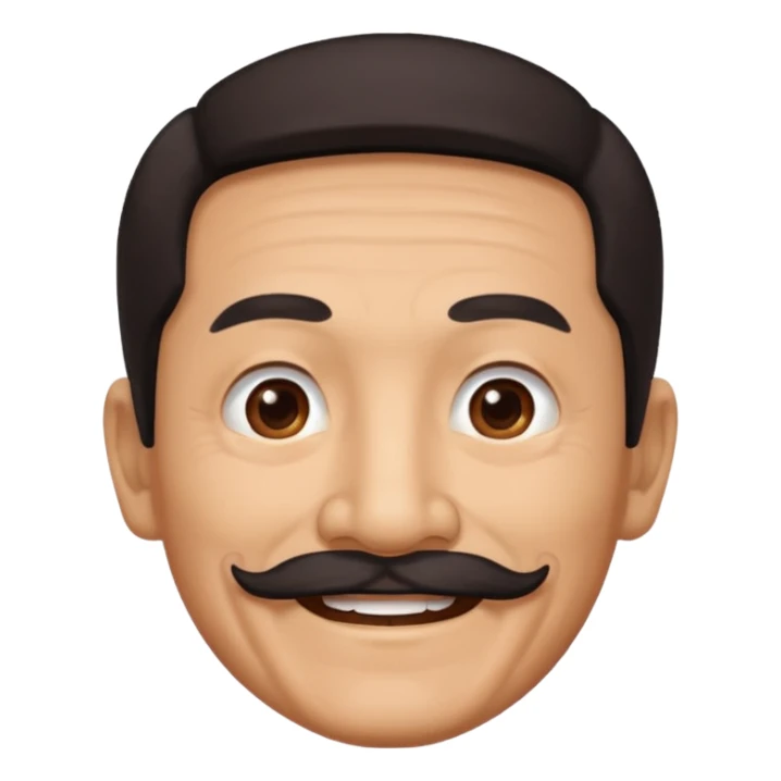 Old Chinese man with dark hair and full mustache sticker