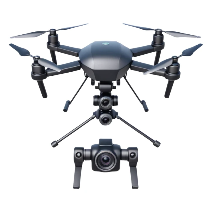 professional camera drone object icon, stabilized gimbal camera, large lens, futuristic drone body, 3D cartoon, mobile game icon style, centered, clean background, no text, no watermark
  sticker
