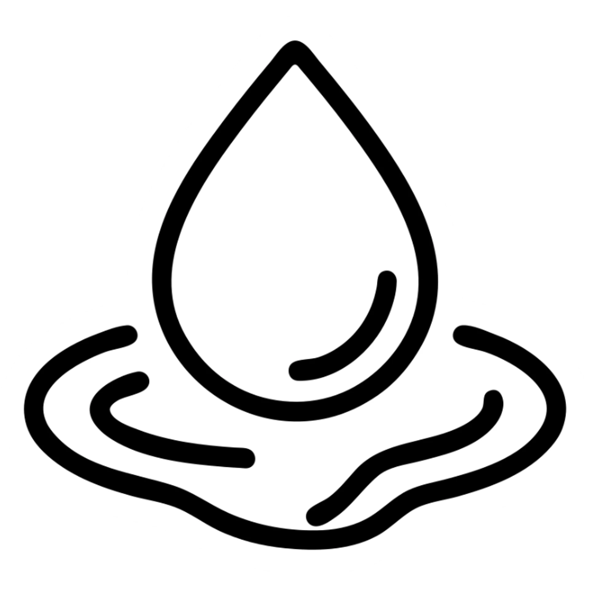 outlined icon of a water droplet on glossy black paint, clean lines, subtle repellent effect with water lines moving away, modern and simple sticker