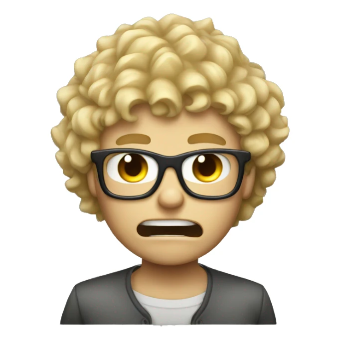 Blond curly boy with glasses being angry  sticker
