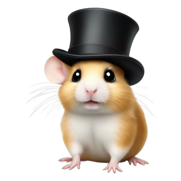Baby hamster with a top hat sticker