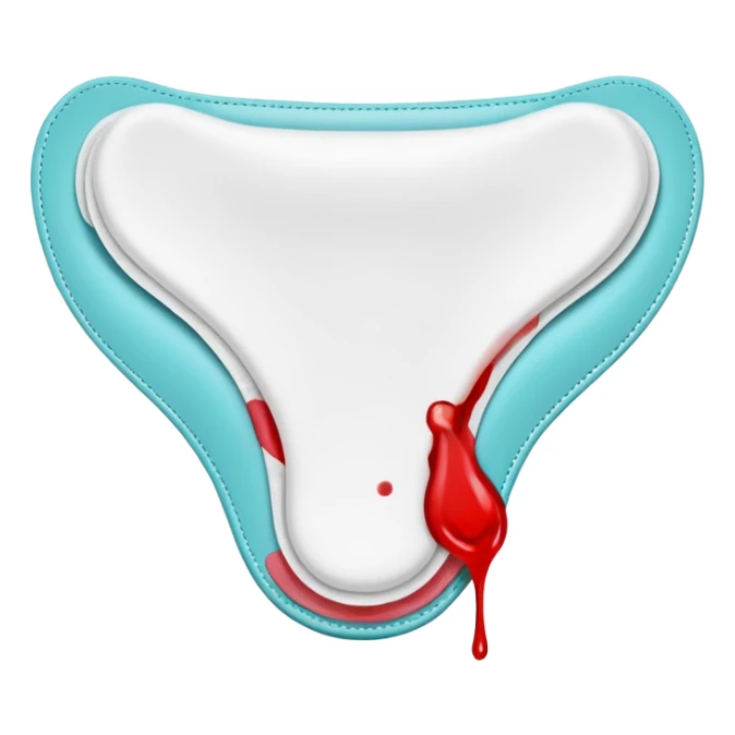 female sanitary pad with visible blood sticker