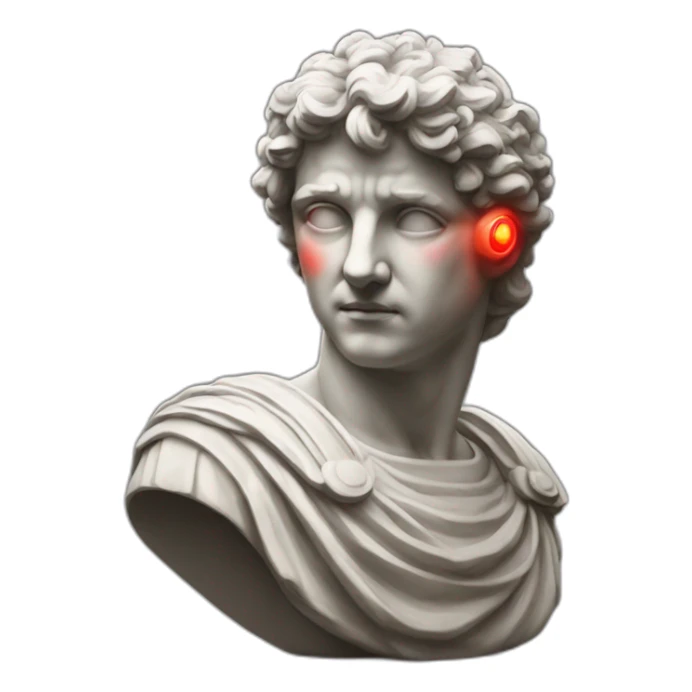 Roman Statue with glowing red eyes sticker