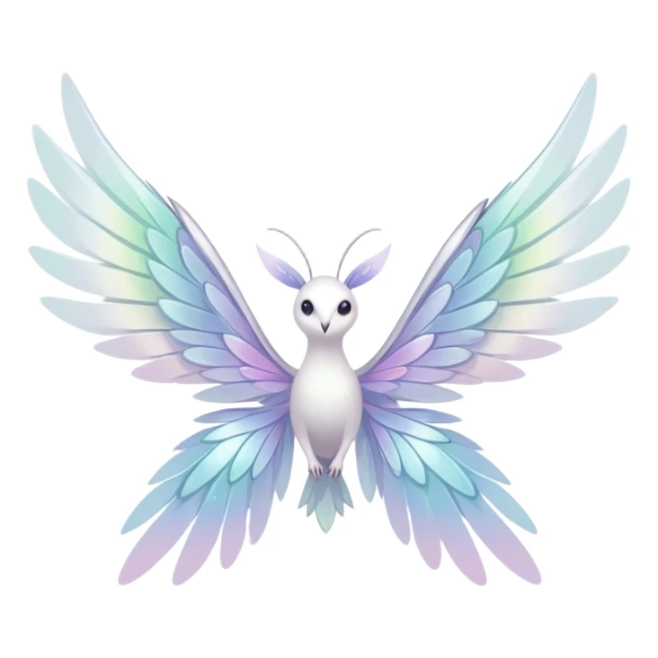 Iridescent white pale wings-ears, fairy-like-fakemon-creature  sticker