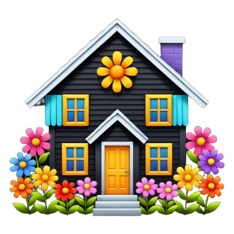 black house made of flowers sticker