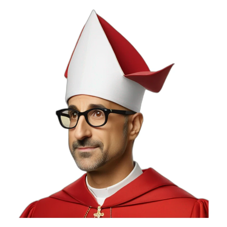 stanley tucci as a religious cardinal hat sticker