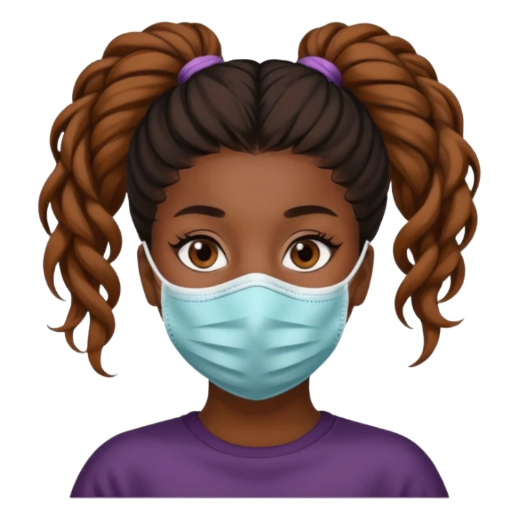 bun haired black woman with covid mask sticker