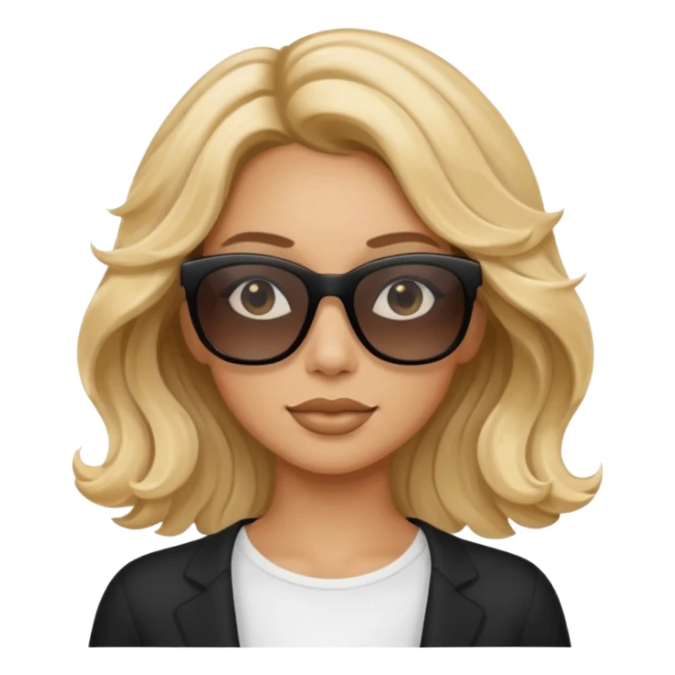 a tan woman with wavy blonde hair wearing skinny black rectangular sunglasses sticker