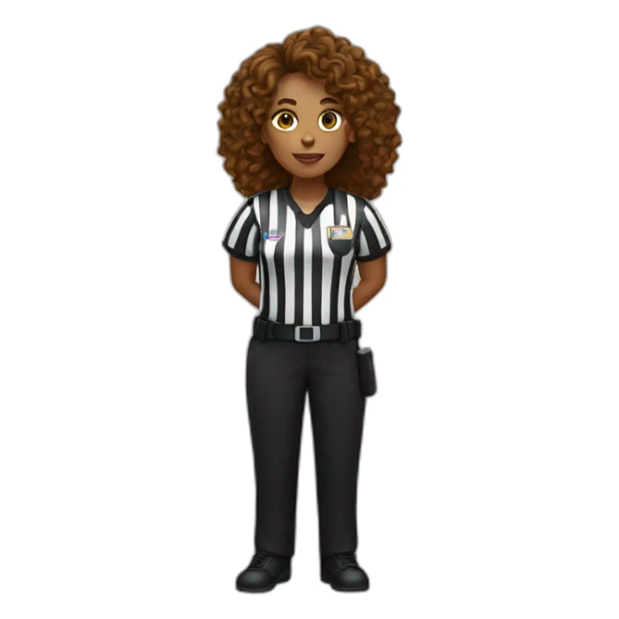 female basketball referee with brown long curly hair sticker