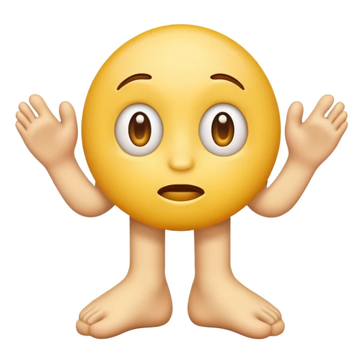 funny confused face yellow emoji with two feet  sticker