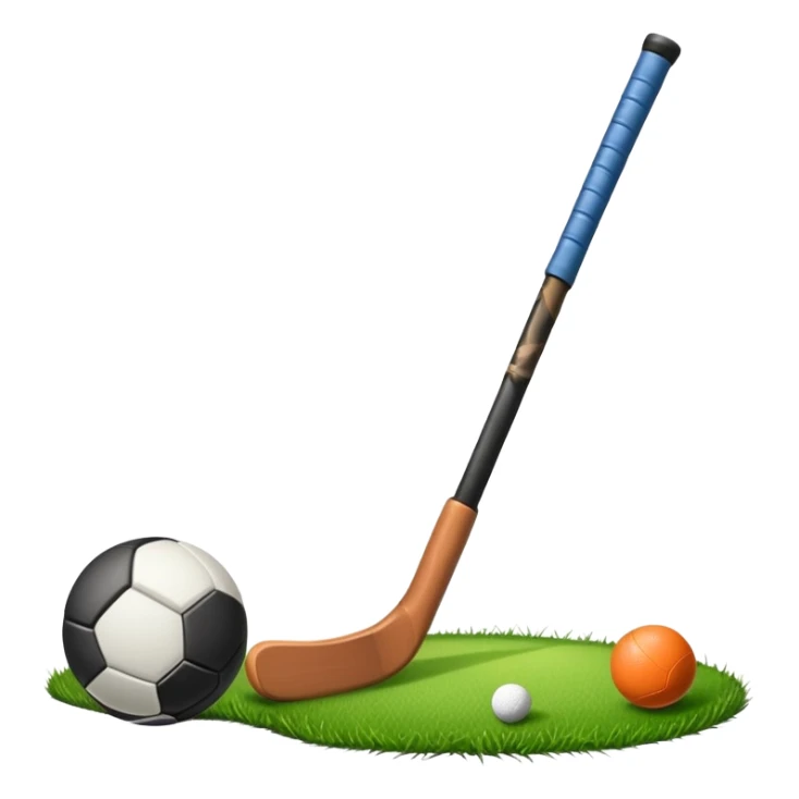 green grass, field hockey stick, field hockey ball sticker