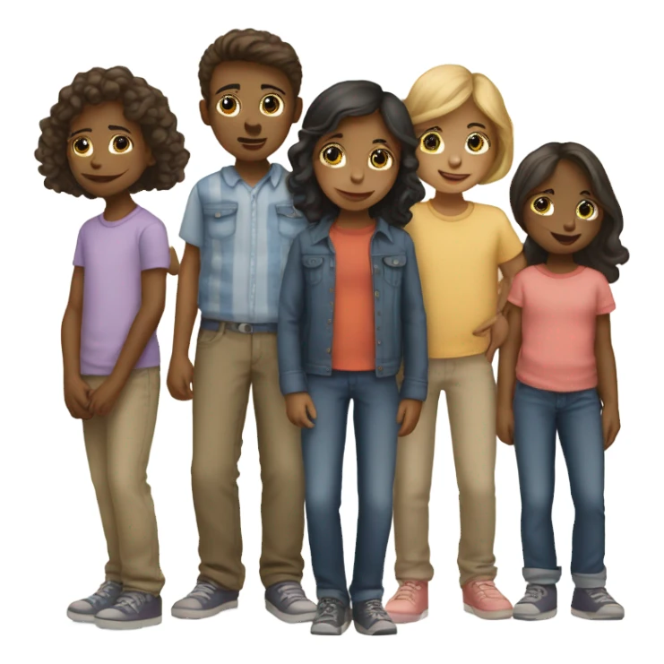 Seven siblings with four boys and three girls sticker