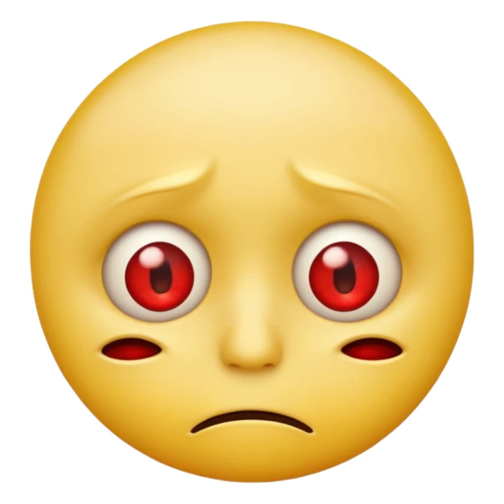 yellow emoji face with red veiny eyes, exhausted look sticker