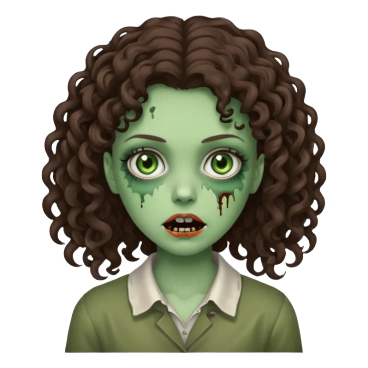 zombie brunette girl with curly, almost straight hair sticker