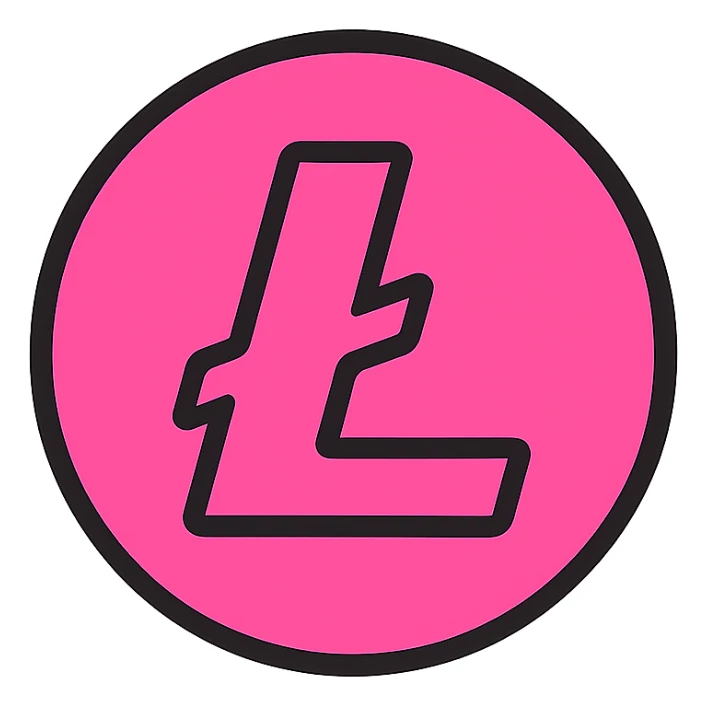 Litecoin logo in pink, clean and modern style sticker