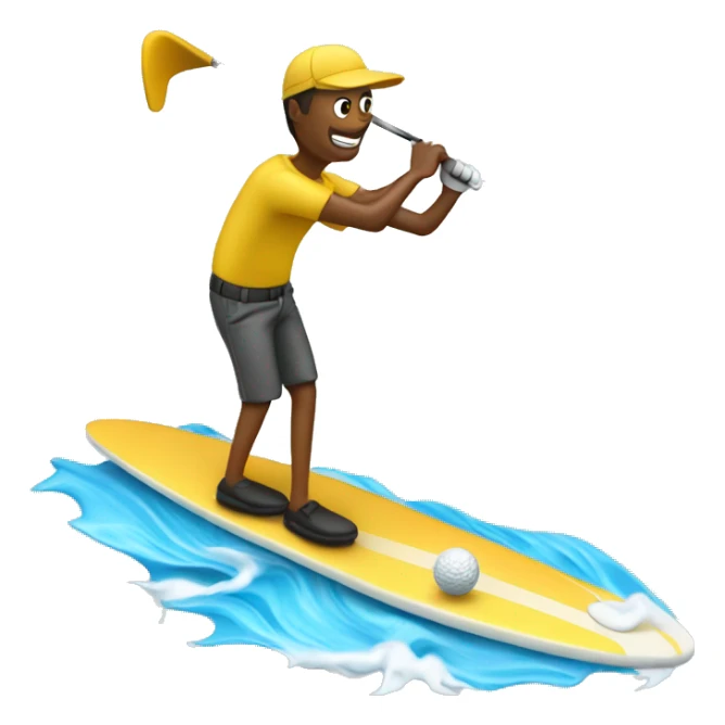 Golfer golfing on a surf board  sticker