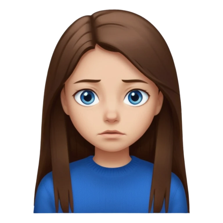 fille long cheveux lisse brune yeux bleu aigri pull noir petite en taille sticker