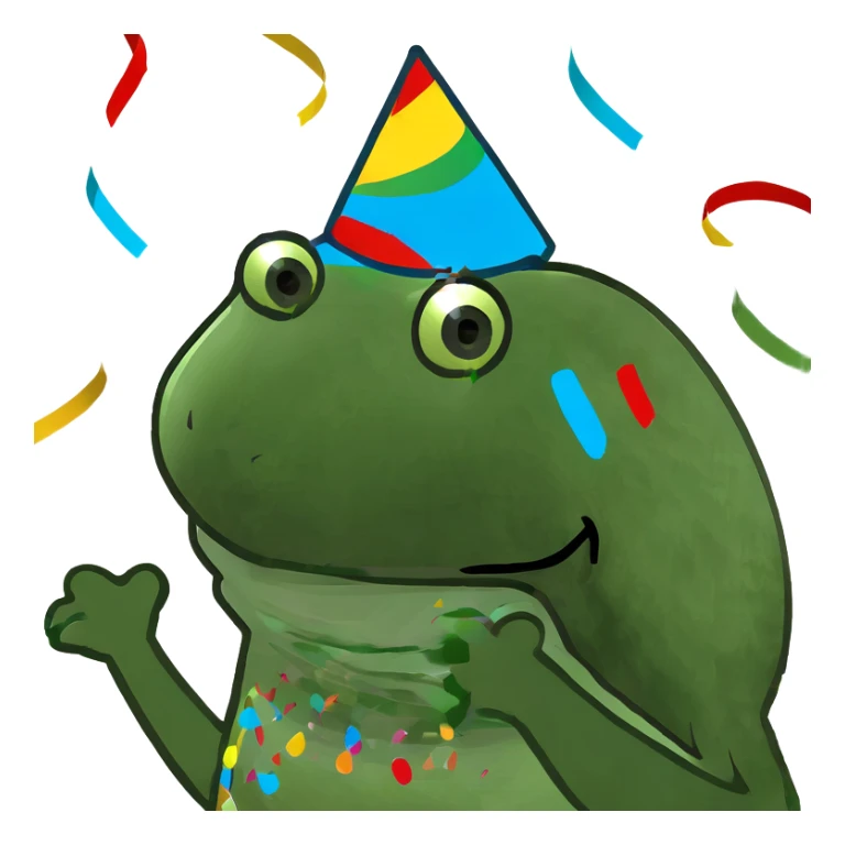 Realistic birthday cake with ballons and confeti sticker