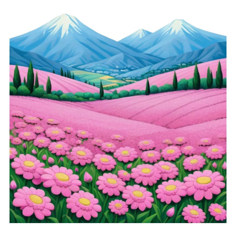 van gogh style pink SPAM  meat flowers landscape sticker